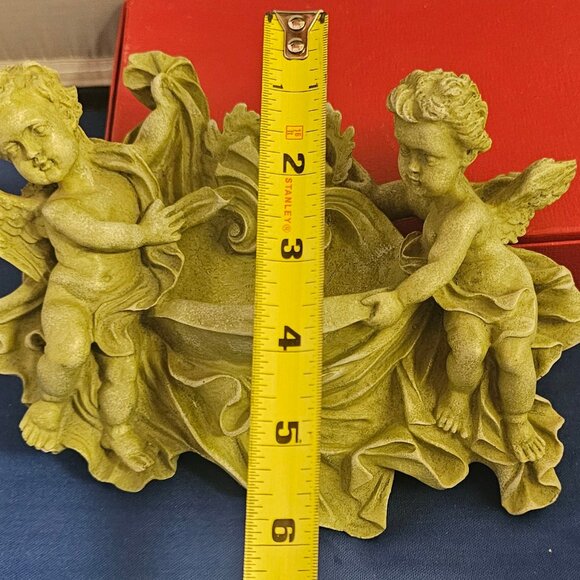 Vintage Cherub Angel Holy Water Font Wall Pocket Terracotta - Picture 5 of 6